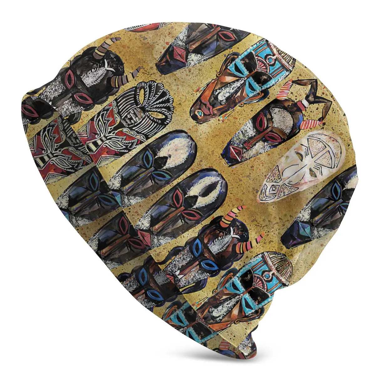 

African Mask Seamless Pattern Beanies Pullover Cap Comfortable , Adult Men's Woman Knit Hat