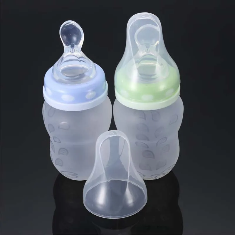 180 мл пластиковые бутылки младенца Кормление Ложка силиконовая бутылочка для