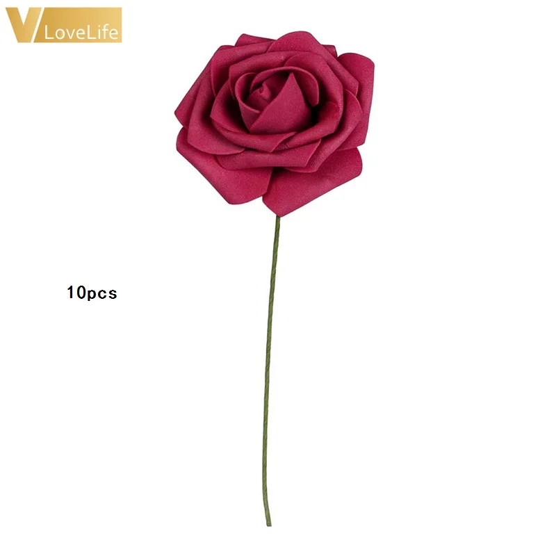 

10Pcs artificial flower head with rod used for wedding bouquets,artificial flowers decorating the wedding banquet decoration
