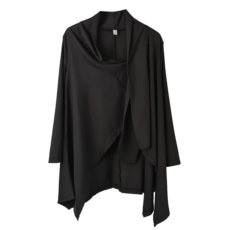 Тренчкот LANMREM женский однотонный асимметричный свободная однобортная ветровка с
