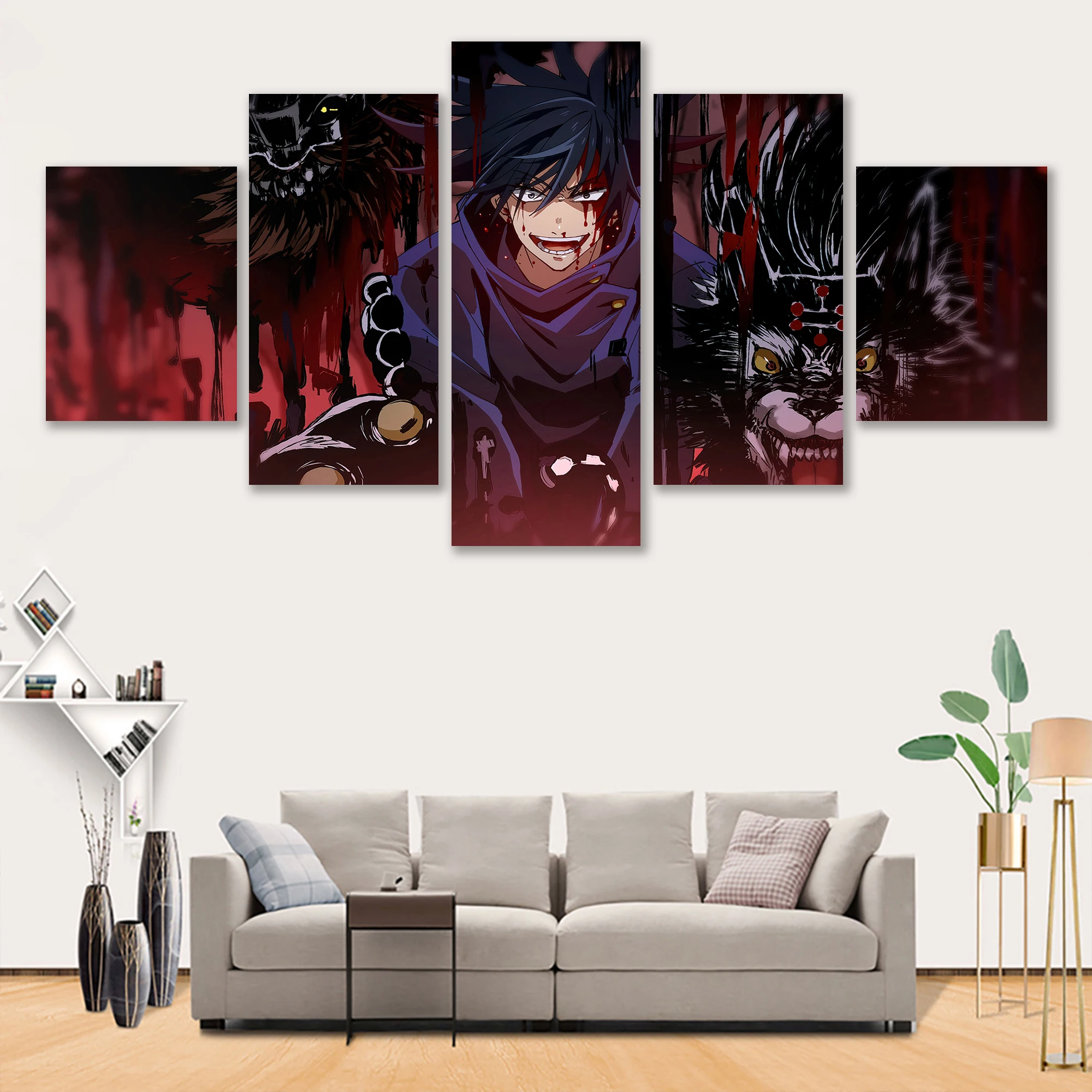 

Anime 5 Pieces Jujutsu Kaisen Art Poster Megumi Fushiguro Wall HD Pictures Canvas Painting Living Room Home Decoration Cuadros