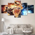 Современная печать на холсте, искусство, 5 предметов, игра Mortal Kombat Scorpion и Sub-Zero плакат, Современный домашний декор, стена для гостиной или спальни