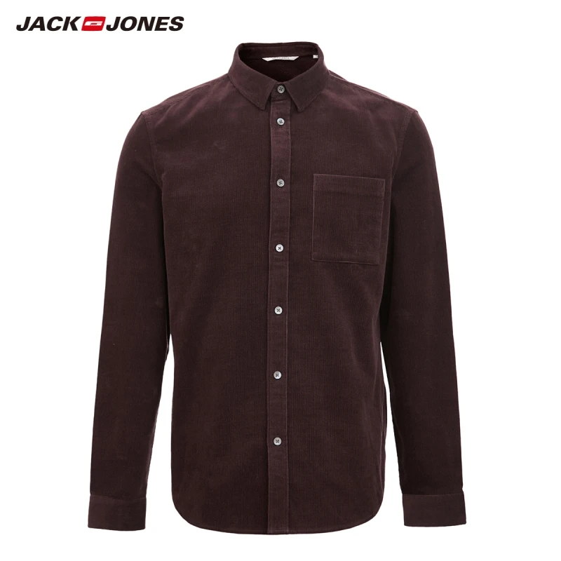 Мужская приталенная рубашка JackJones винтажная из 100% хлопка с длинными рукавами