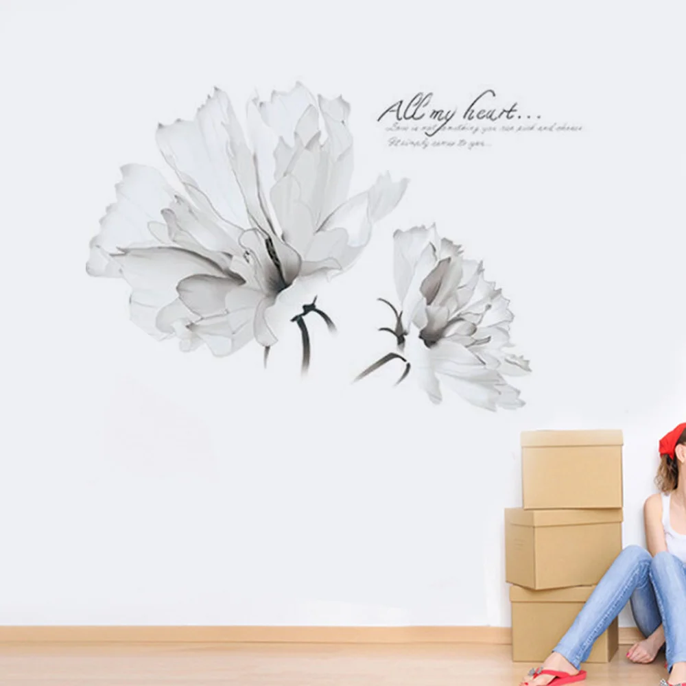

Flower Adhesive Wallpaper Background Art Sticker Home Decoration for Bedroom Living Room