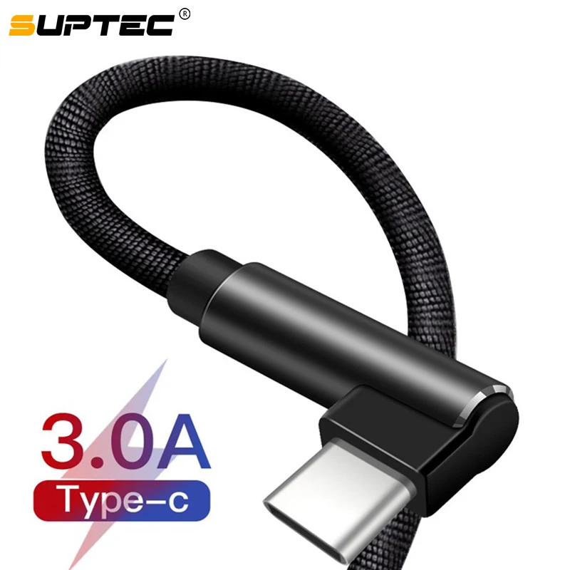 Кабель USB SUPTEC 90 градусов Тип C для Huawei P20 Pro кабель быстрой зарядки Samsung S10 S9 Xiaomi Redmi