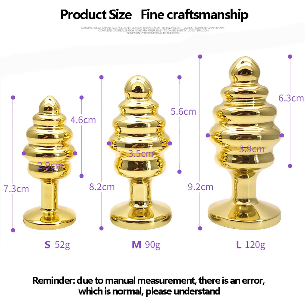 Новинка 2020 3 шт. анальная пробка золотого цвета массажер со спиральными бусинами