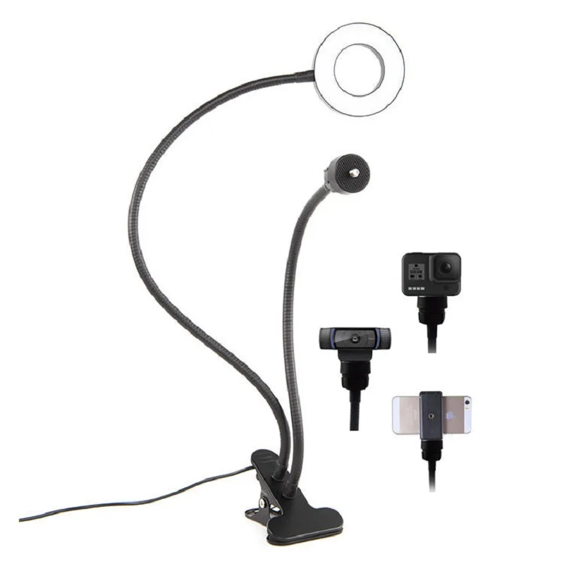 

3.5 Inch LED Ring Fill Lamp 4/1 Head Style Selfie Beauty Light Live Streaming Photography Lights With Flexible Long Arm Stand
