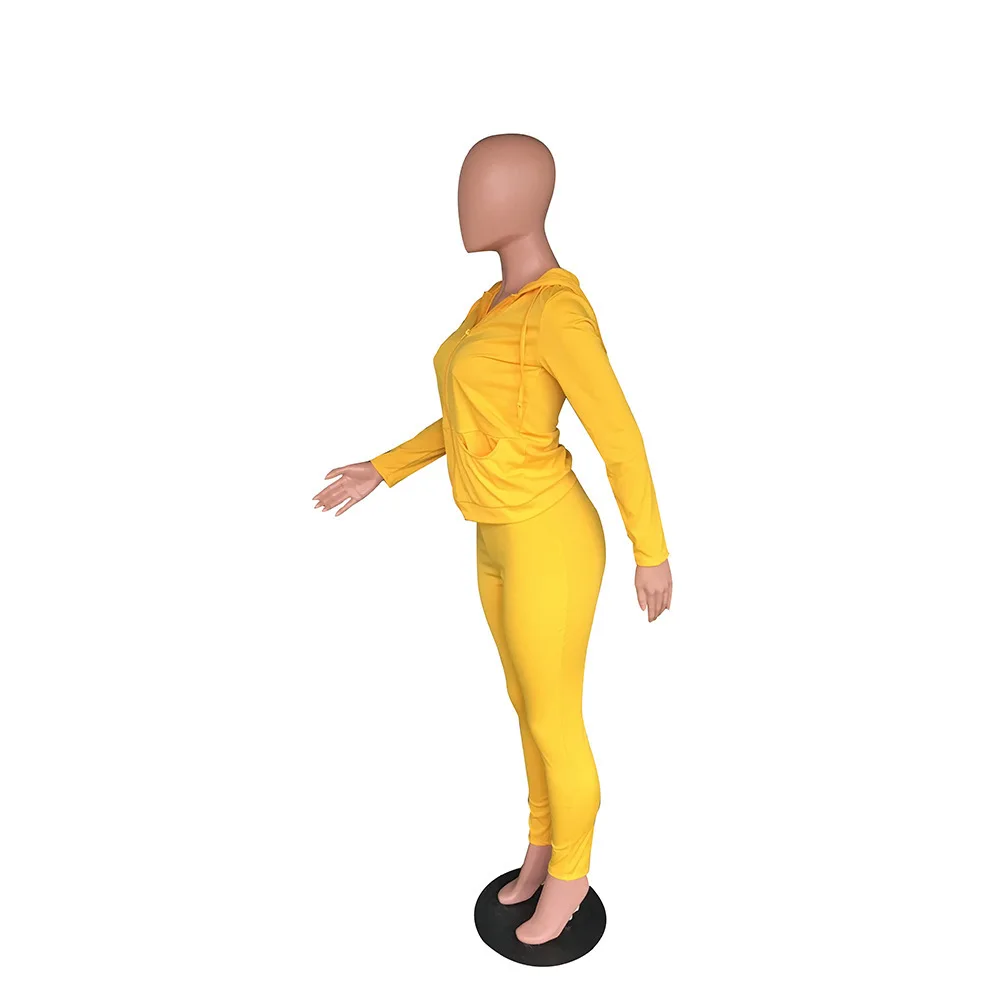 

Sports Hooded Top + Long Pencil Pants Two-Piece Set Women Solid Color Fitness Casual Homewear Female Nightclub Tracksuit autumn