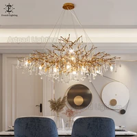 artpad luxury chandeliers led gold tree branches light fixture retro crystal ceiling hanging lamp home pendant illuminator