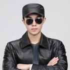 Бейсболка из натуральной кожи для мужчин и женщин, Кепка из 100% овечьей шкуры в стиле милитари, плоская, весна-осень