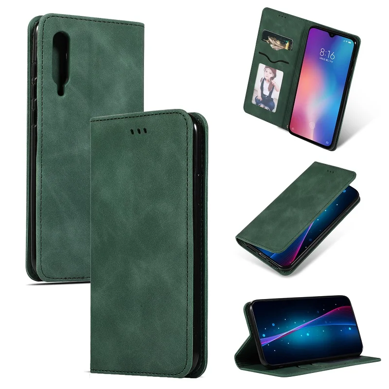 Green Роскошный флип-чехол для Xiaomi mi 9 Se 9T Red mi k20 8a 7a Note 8 8T 7 6 Pro Кожаный силиконовый Магнитный чехол-книжка - Цвет: Green