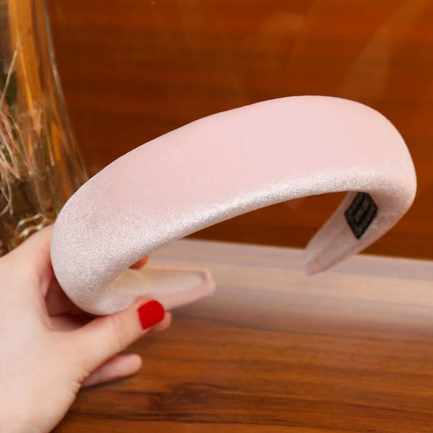 0581 Pink Levao, губчатая повязка на голову из плотного бархата, Мягкая повязка на голову для женщин, аксессуары для волос, широкий искусственный жемчуг, обруч для волос, ободок для головы, головной убор - Цвет: 0581 Pink