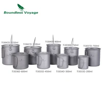 boundless voyage titanium cup with lid folding handle outdoor camping mug pot drinkware 200ml 500ml 750ml 1250ml