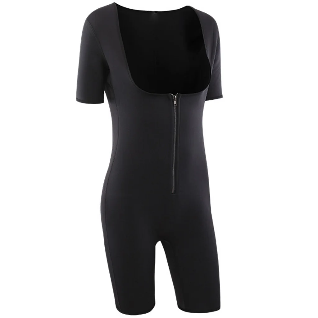 

Women Full Body Shaper Slimming Weight Loss Sauna Suit Short Sleeve Sexy Corset Bodysuit Leg Waist Trimmer Zip Front Shapewear