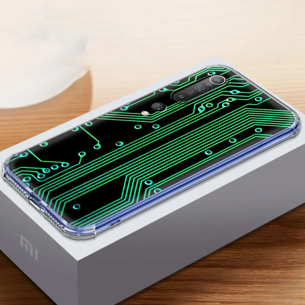 

Computer Motherboard Circuit board Clear Soft Case for Xiaomi Mi Note 10 Lite 9T 10T Pro 5G Poco X2 X3 NFC M2 Airbag Phone Cover