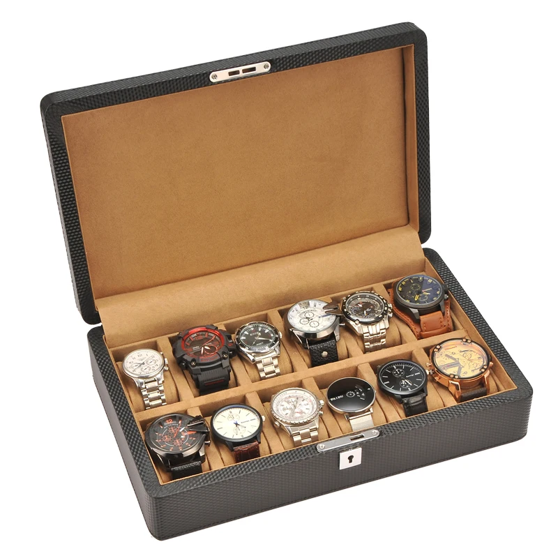 Slots de Luxo Caixa de Relógio de Qualidade Titular para Relógios Moda Masculina Couro Superior Relógio Masculinos 200911-40 12