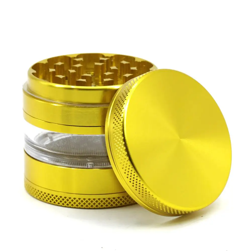 

Metal Grinder 4 Layer Zinc Alloy Tobacco Crusher with Clear Circle Window 63mm Herb Hand Muller Smoking Tools