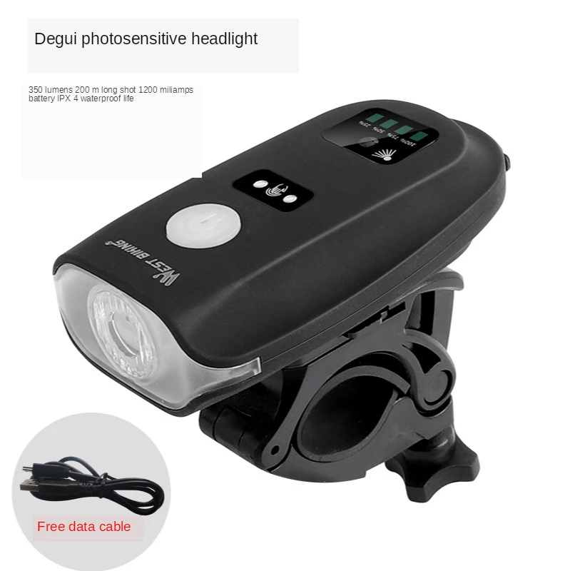 

USB Charging Bike Flashlight 350 Lumen Intelligent Sensor Front Light 5 Model Cycling Waterproof Mountain Bike Bicycle Headlight