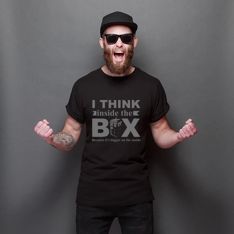 

April Fool Day I Think Inside The Box - Doctor Who Regular Fashion T Shirts Comfortable O-Neck T-Shirt Men's 100% Cotton Tees