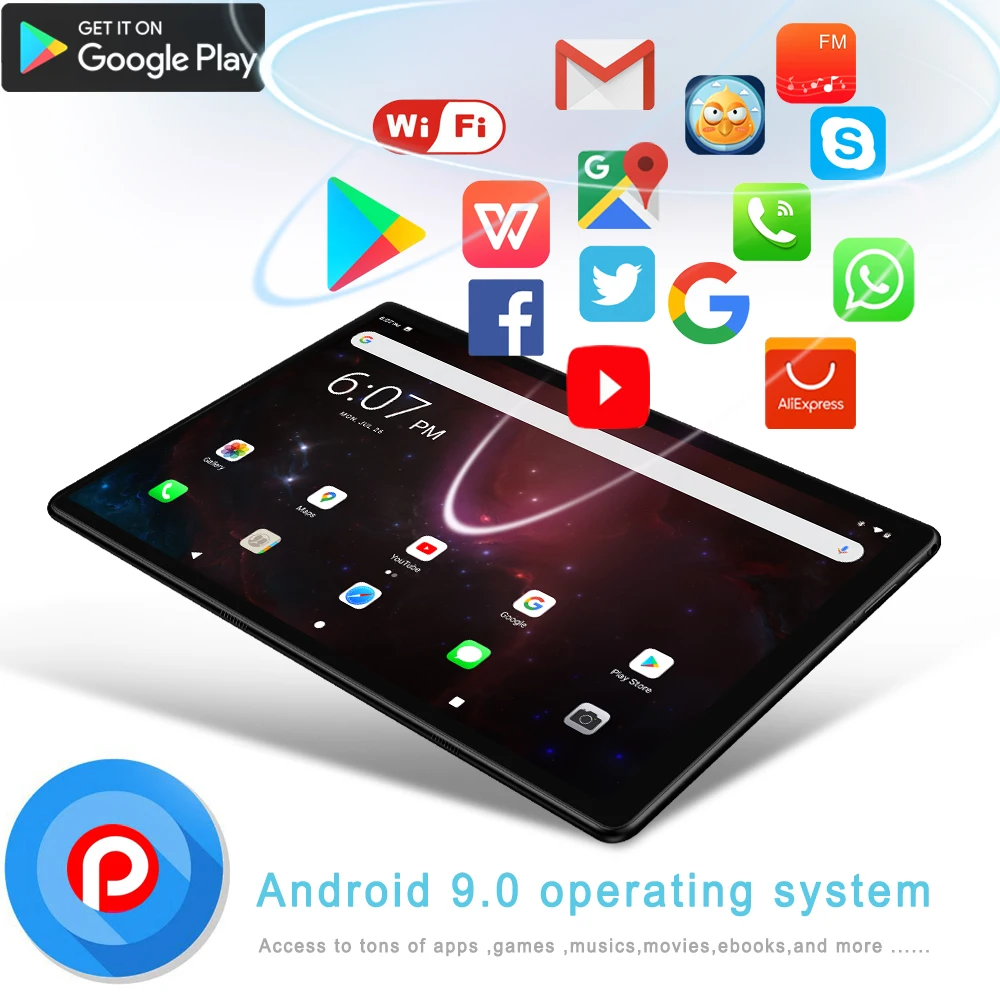Планшет на Android 2021 экран 10 1 дюйма 3G 4G LTE поддержка двух SIM-карт GPS Wi-Fi Bluetooth Google Play |