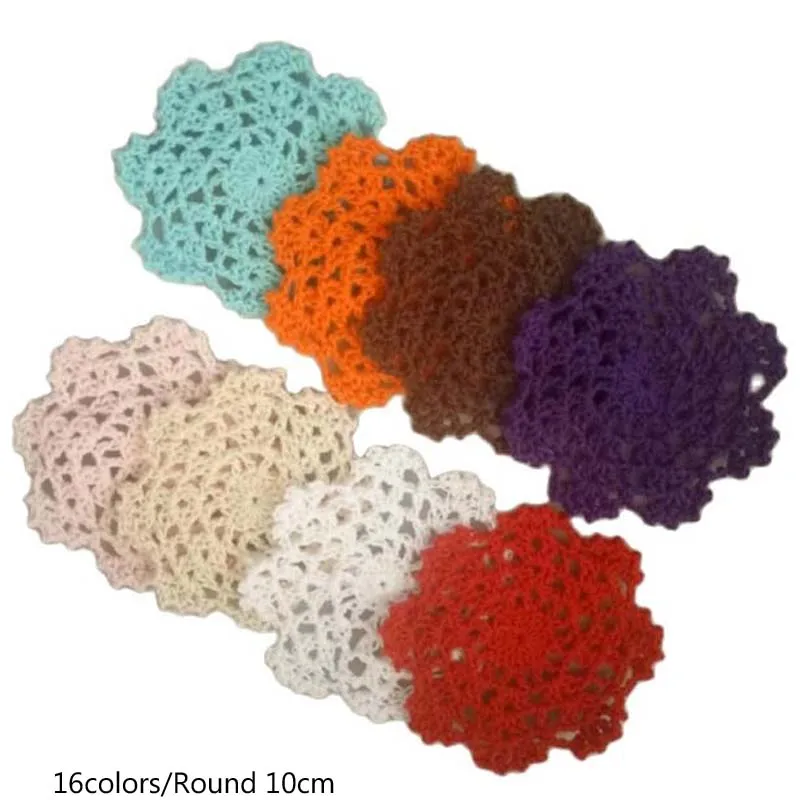 

HOT round cotton placemat cup drink coaster mug kitchen Christmas dish table place mat cloth lace Crochet tea coffee doily pad