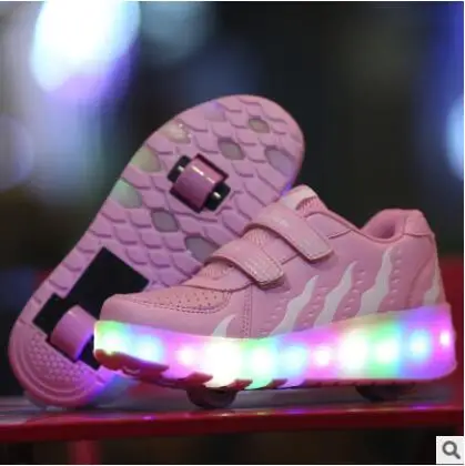 Heelies USB зарядка светодиодный Красочные Дети Мода кроссовки с два колеса роликовые коньки обувь для мальчиков и девочек синий - Цвет: Photo Color 1