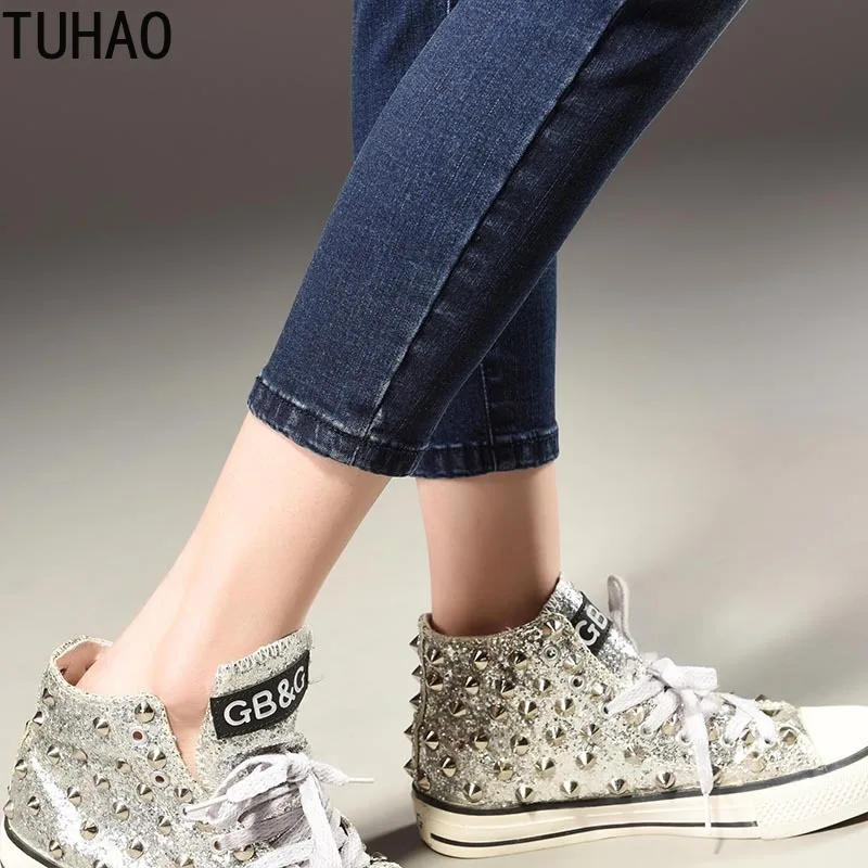 

TUHAO 7XL 6XL Pants Ripped Boyfriend Jeans for Women Plus Size 4XL 5XL Denim Blue High Waist Women Jeans Casual Lady Jeans LZ12