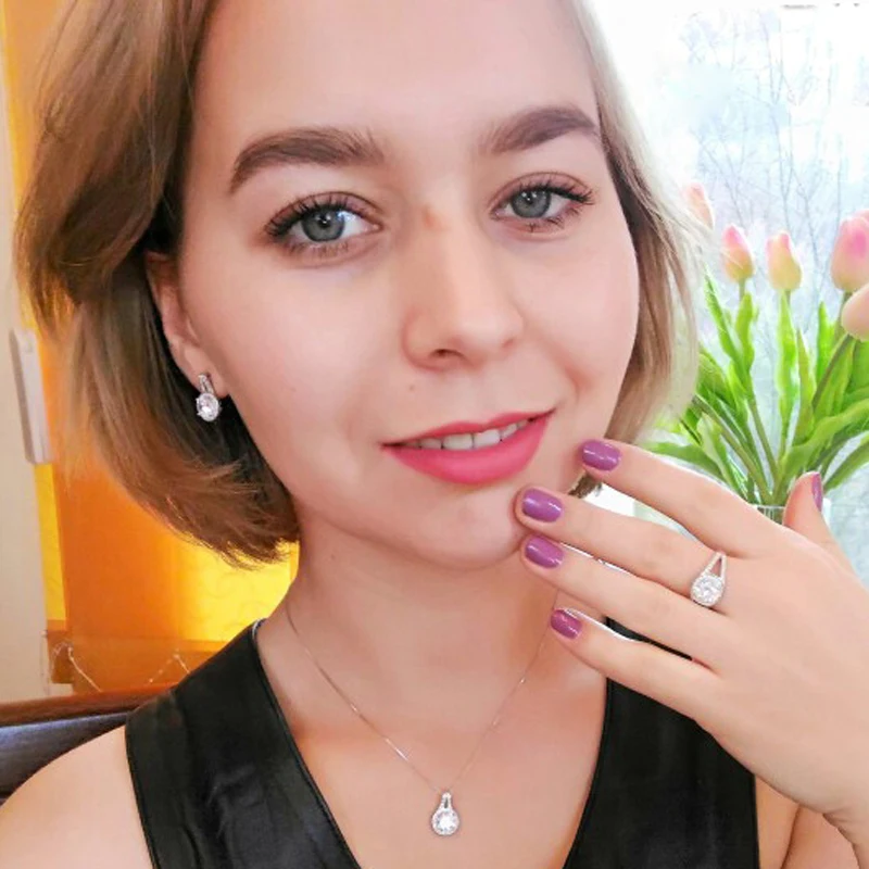 

Knobspin Classic 100% 925 Sterling Silver Round Wedding Engagement Rings For Women High Carbon Diamond Party Fine Jewelry Gift