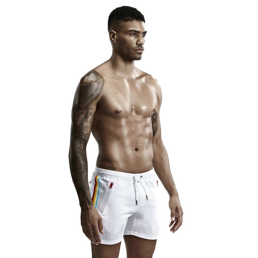 Men's Summer Home-wear Casual Shorts Rainbow Striped Comfortable Sweatpants Jogger Fitness Trousers Sexy Men Hot Sell | Мужская