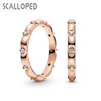 scalloped vintage rose gold petal rings 2021 trendy sparkling zircon women wedding fine jewelry free shipping