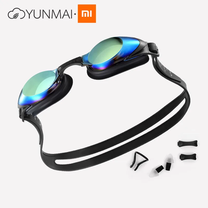 Золотой Xiaomi Mijia Yunmai плавательные очки набор HD анти-туман нос пень ушные силиконовые плавательные очки гальванические водонепроницаемые - Цвет: Золотой