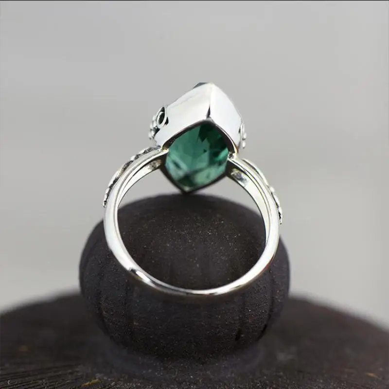 

Simple Elegant Emerald Carved Crystal Rings For Women 925 Sterling Silver Natural Gemstone Fine Jewelry Aneis Feminino