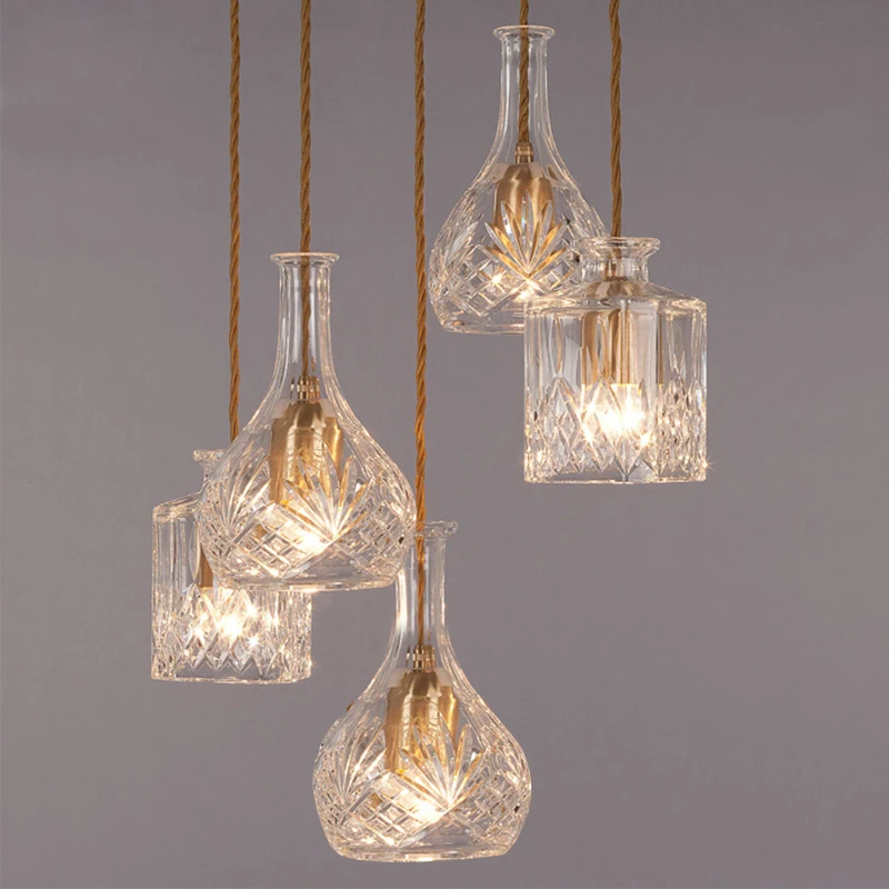 Винтажный подвесной светильник в виде стеклянной бутылки лампа для столовой