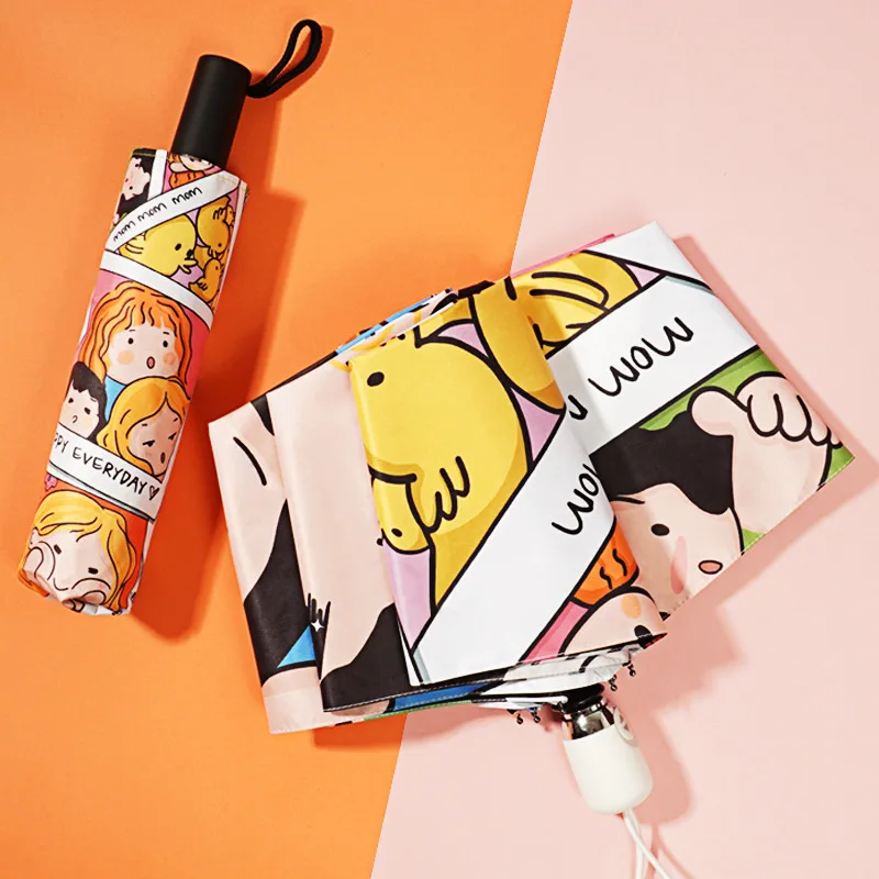 

Черный солнцезащитный Зонт с клеем, мультяшный полностью автоматический солнечный и дождливый зонт, защита от ультрафиолетового излучения...