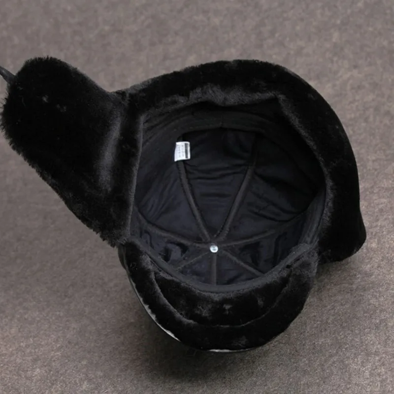 XdanqinX Winter Men Genuine Leather Cap Thick Velvet Bomber Hats Sheepskin Leather Hat Men's Warm Earmuff Caps Old Men Dad's Hat