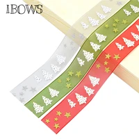 ibows 5meters 25mm ribbon christmas tree star organza ribbon for diy xmas bows materials festival party decoration gift package