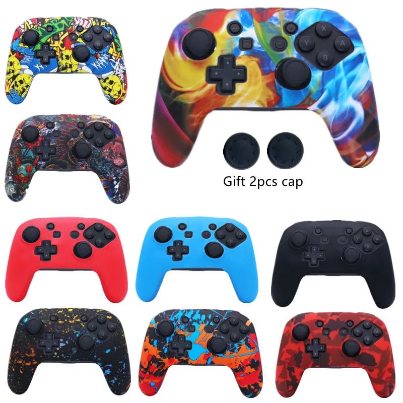 

Silicone Protective Shell Game Cover Case For Nintendo switch Pro Controller Gameing Accessories With Joystick Thumb grip cap