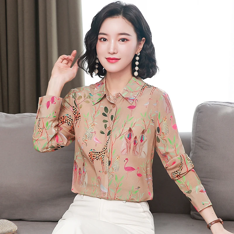 

Fashion Print Chiffon Blouse Women Shirts Korean Long Sleeve Office Shirt Women Tops Casual Plus Size Women Blouses Blusas Mujer