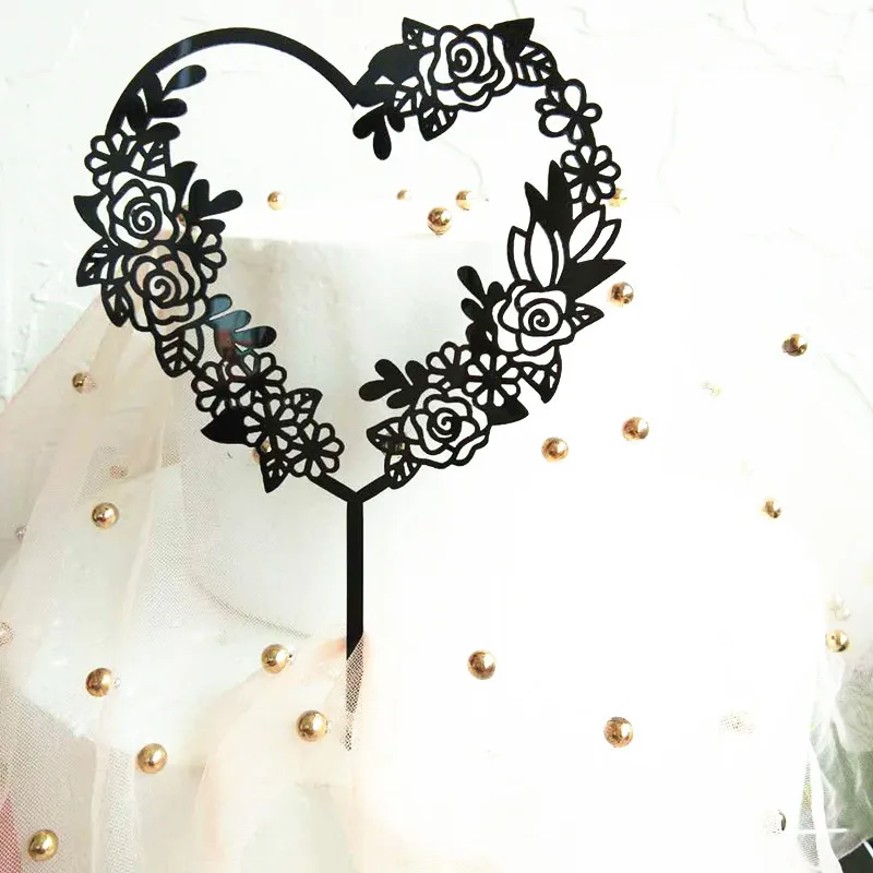 

Love Wedding Cake Topper Acrylic Flowers Garland Heart Cupcake Topper For Wedding Birthday Party Cake Decorations Baby Shower