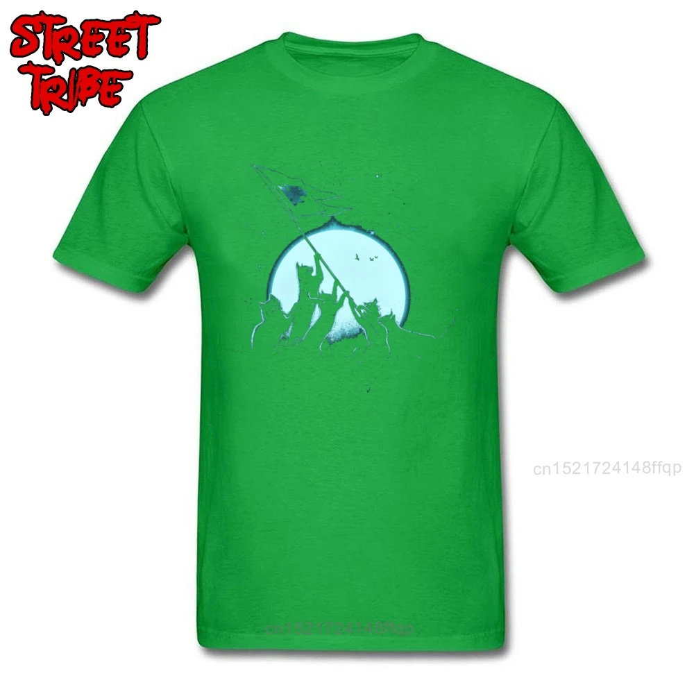 Футболка мужская с принтом ночной Луны и котов|Мужские футболки| |