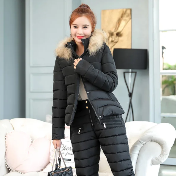 Женские спортивные костюмы 2020 зимняя куртка с капюшоном и воротником из