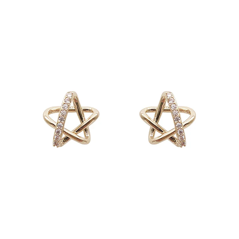 VSnow Exquisite Star Shape Stud Earrings for Women Girl Hollow Out Bling Crystal Earring Delicate Engagement Accessories | Украшения и