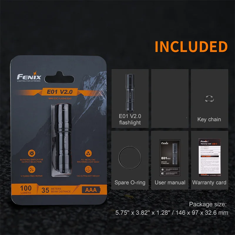 FENIX E01 V2.0 Flshlight 3 режима 100 люменов от 1 * AAA батареи | Освещение