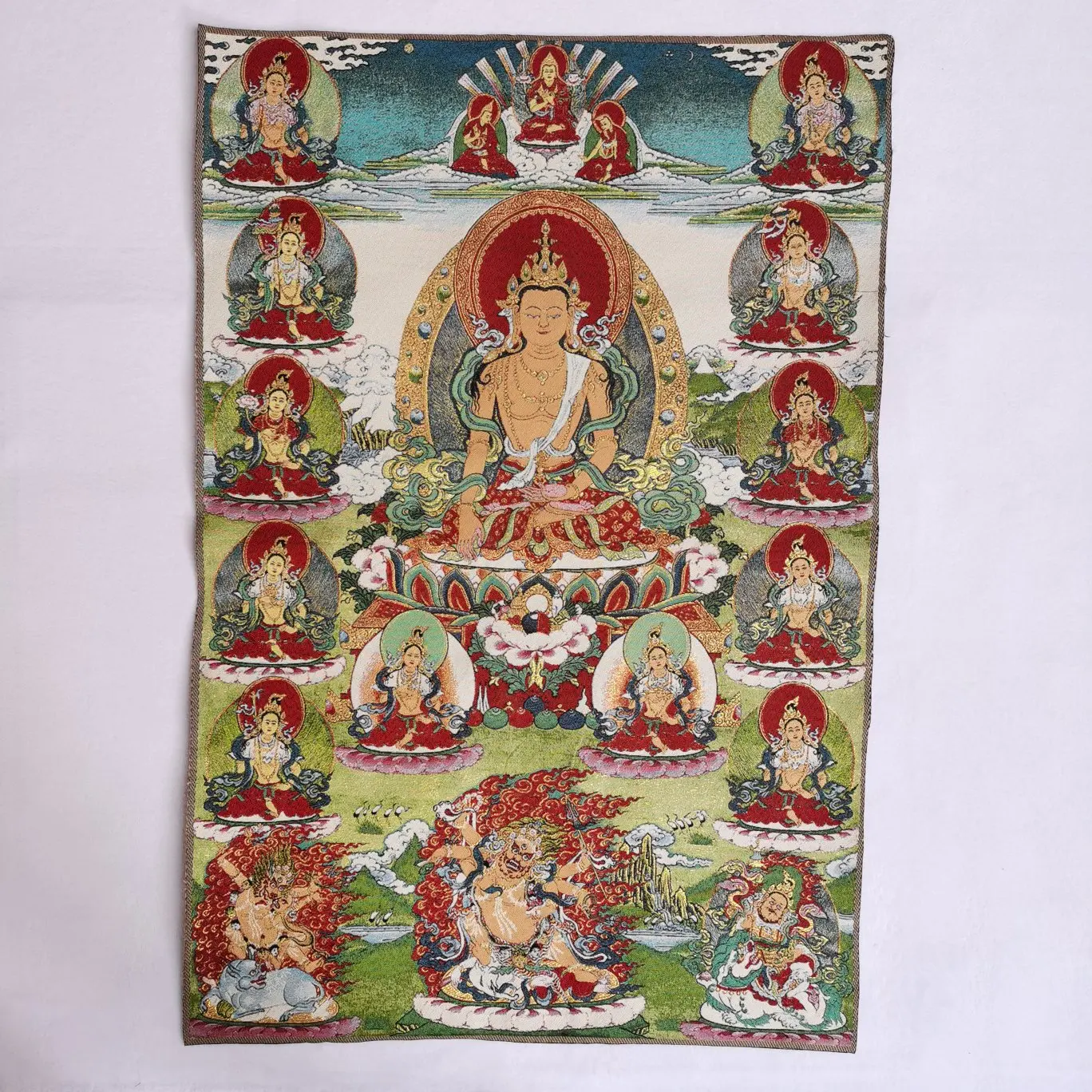 

36" Tibet Tibetan Embroidered Cloth Silk Buddhism Vajrapani Chana Dorje Tangka Thangka Mural Buddha Home Decor
