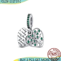 hot 925 sterling silver green tree of life heart charms beads fit original pandora bracelet bangle making fashion women jewelry