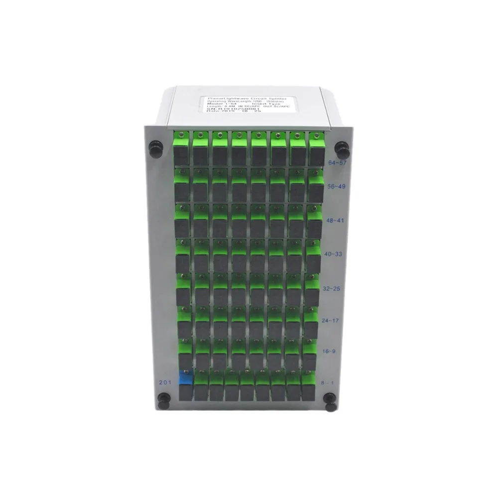 

Free Ship 1*64 SC/APC Fiber Optic Splitter 1x64 Optical PLC Splitter Cassette Box Card Inserting Type Optical FTTH PLC Splitter