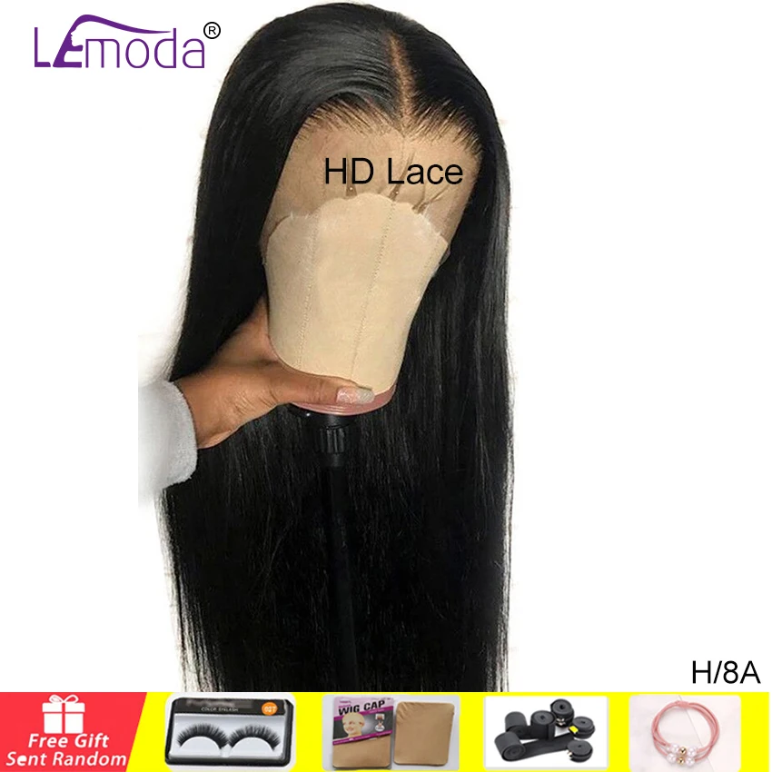 Hd прозрачный парик бразильский 13*4 13*6 прямой кружевной передний 150% Lemoda Remy
