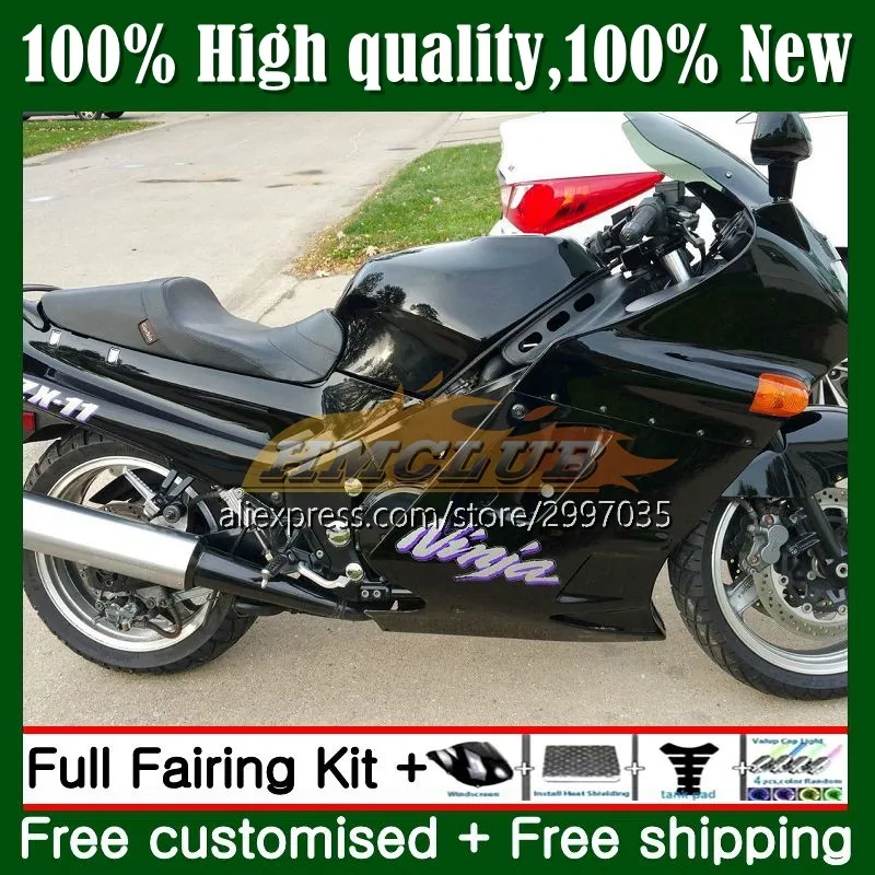 

Body For KAWASAKI NINJA ZX11R Gloss black ZX-11R ZZR 1100 CC 0No.113 ZZR1100 ZX11 ZX-11 R 90 91 92 ZX 11R 1990 1991 1992 Fairing