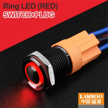 R Ring Button Plug LANBOO черный корпус цвет головы 12 мм водонепроницаемый миниатюрный кнопочный переключатель с лампой 12V24V220V - Цвет: R Ring Button Plug
