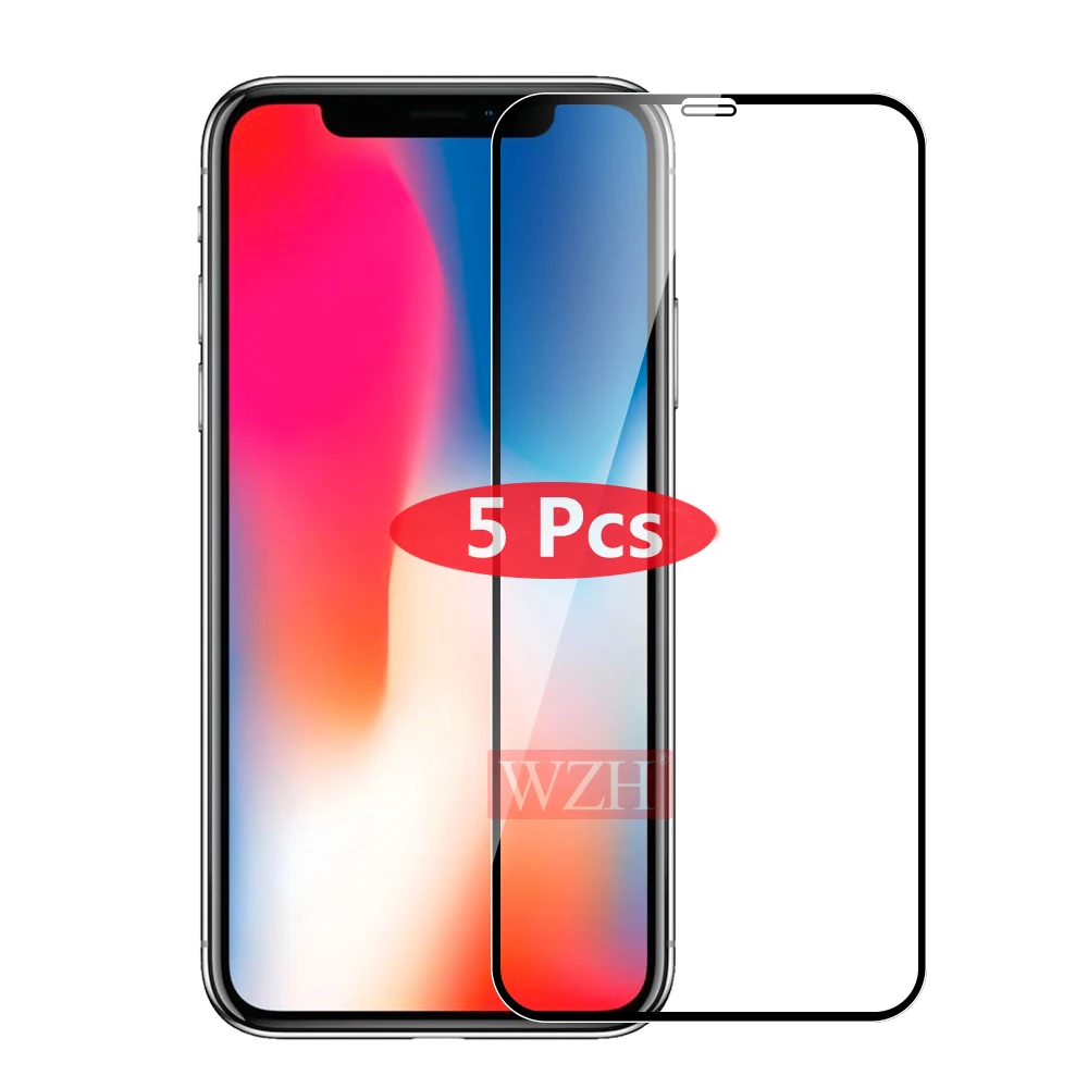 5 шт. 9H полное покрытие закаленное стекло для iPhone XR 11 Pro Max X XS 6 6s 7 8 Plus SE 2020 защита